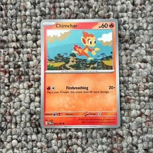 Pokemon Chimchar Card - Red and Blue